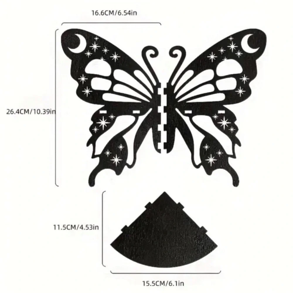 Butterfly Moon Laser Cut Black Wooden Floating Shelf